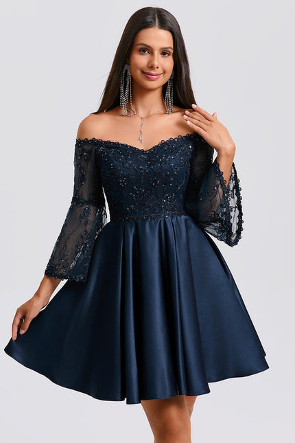 Robe De Bal Satin Marine Embellie