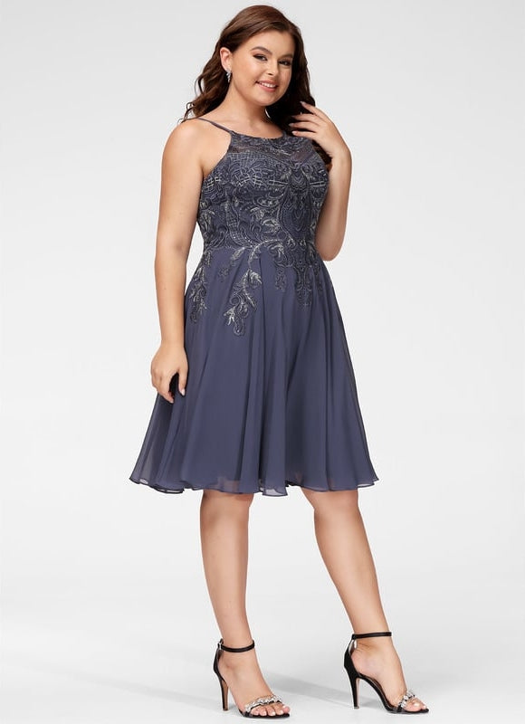 Robe De Bal Mousseline Marine - gallery 8