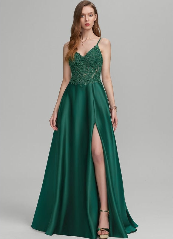 Robe De Bal Satinée À Fente