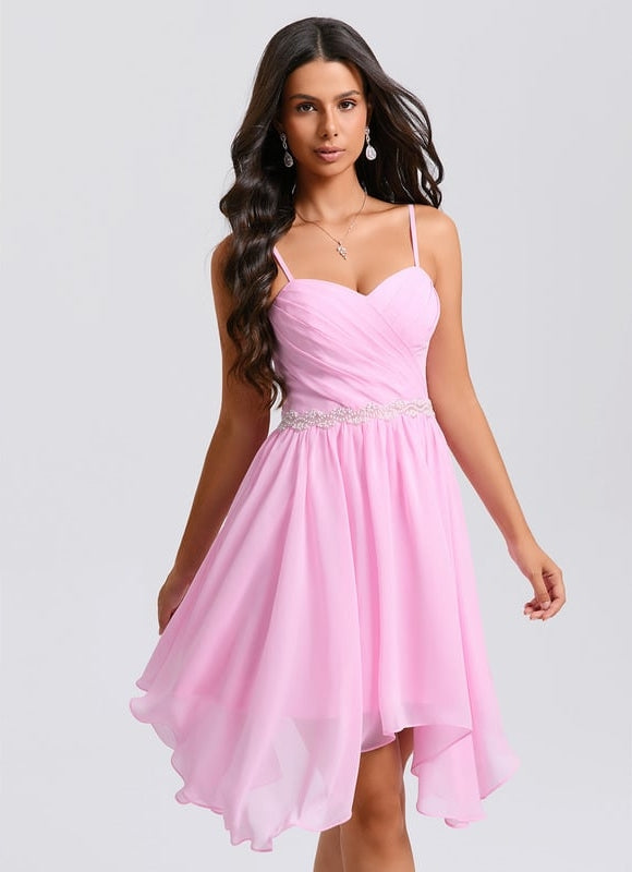 Robe De Bal Mousseline Rose - gallery 2