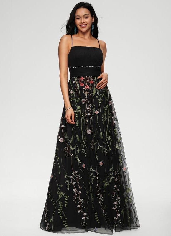 Robe De Bal Élégance Florale Nocturne - gallery 2