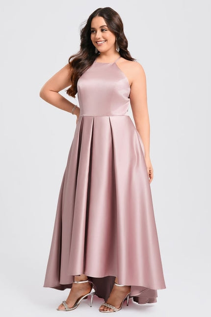 Robe De Bal Asymétrique Rose - gallery 7