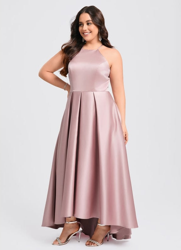 Robe De Bal Asymétrique Rose - gallery 7
