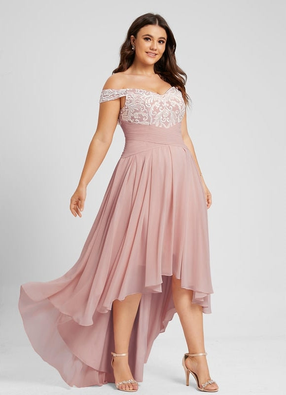 Robe De Bal Asymétrique Brodée - gallery 8