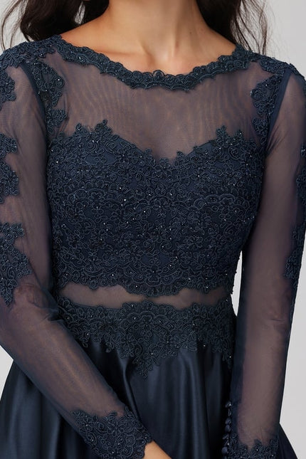 Robe De Bal Satinée Noire - gallery 1