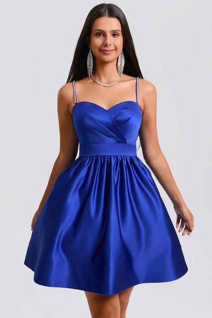 Robe De Bal Satin Bleu Royal - gallery 2