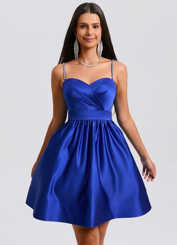 Robe De Bal Satin Bleu Royal - gallery 2