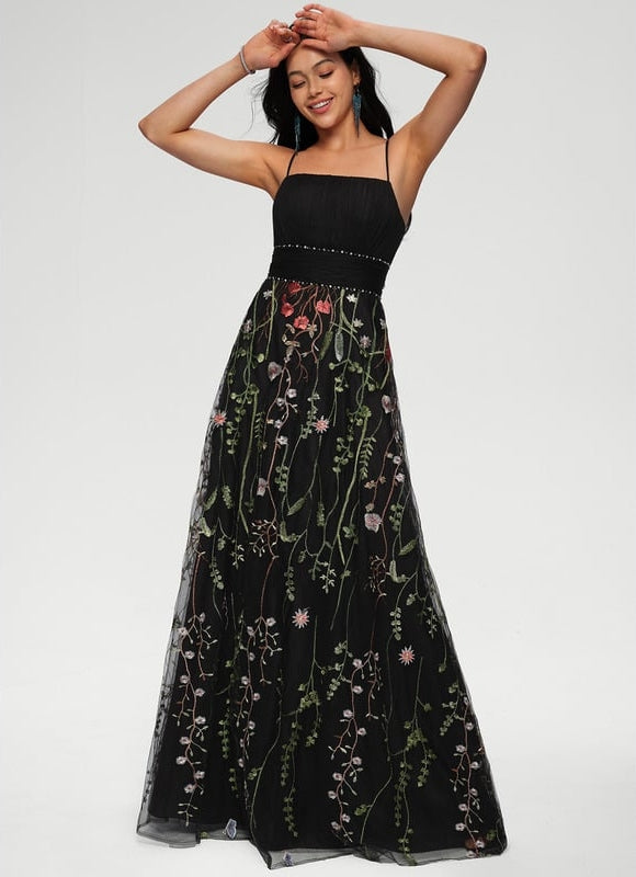 Robe De Bal Élégance Florale Nocturne - gallery 1