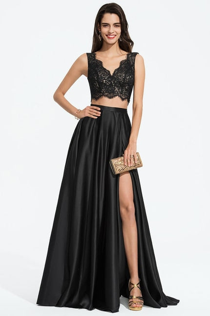 Robe De Bal Satinée À Fente