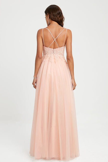 Robe De Bal Rose Élégante - gallery 1