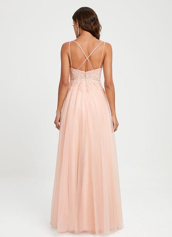 Robe De Bal Rose Élégante - gallery 1