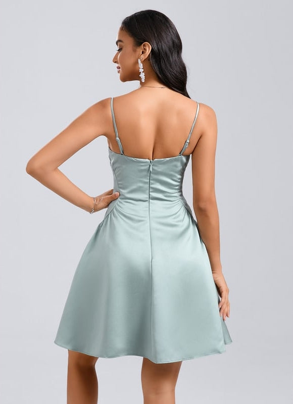 Robe De Bal Satin Vert Pâle - gallery 2