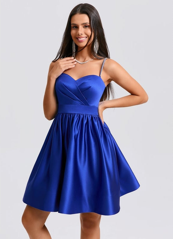 Robe De Bal Satin Bleu Royal - gallery 4
