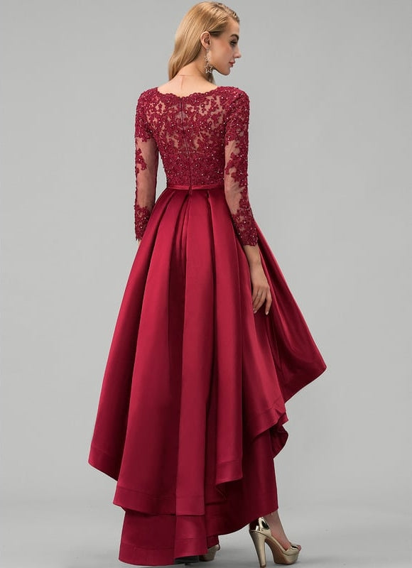 Robe De Bal Satinée Bordeaux Élégante - gallery 2