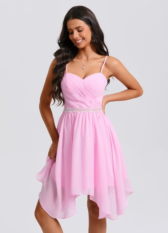 Robe De Bal Mousseline Rose - gallery 4