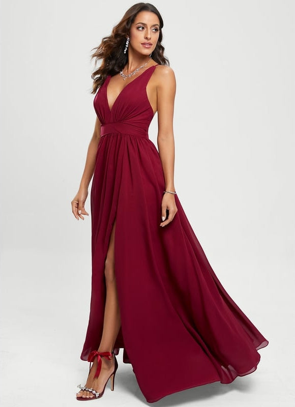 Robe De Bal Bordeaux Fluide - gallery 6