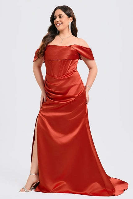 Robe De Bal Satinée Carmin - gallery 8