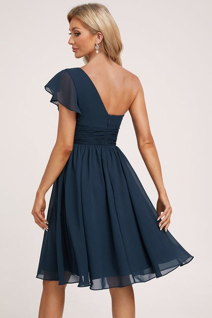 Robe De Bal Asymétrique Marine - gallery 3