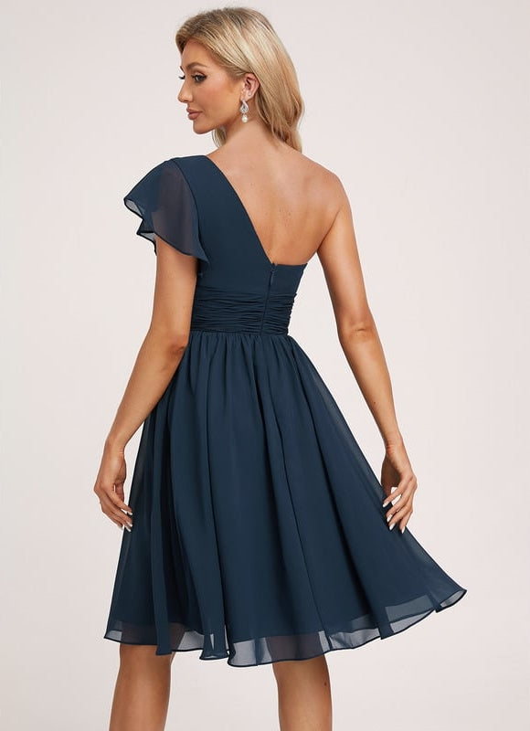 Robe De Bal Asymétrique Marine - gallery 3