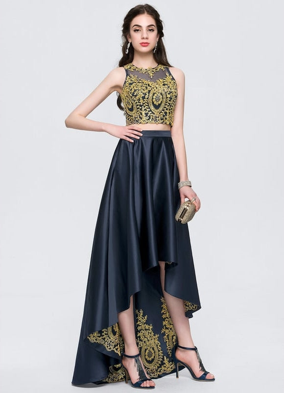 Robe De Bal Asymétrique Dorée - gallery 2