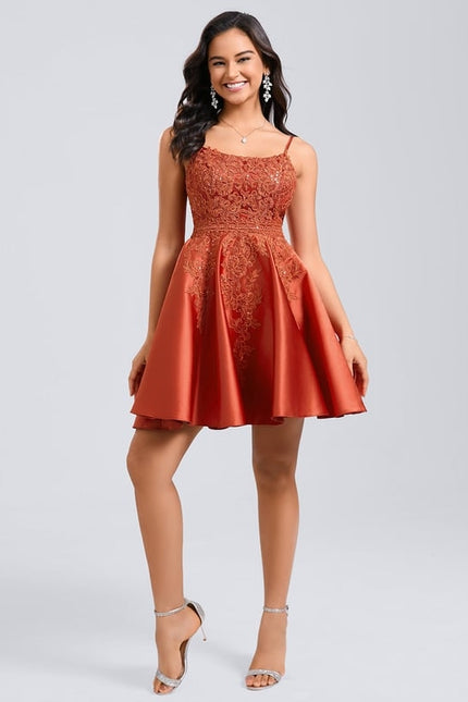 Robe De Bal Satin Rouille - gallery 3