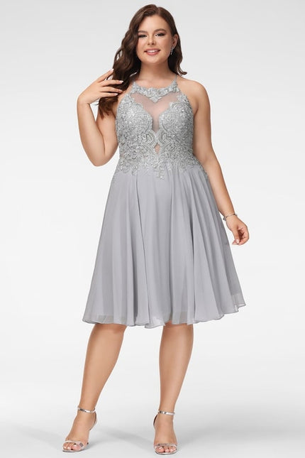 Robe De Bal Grise Dentelée - gallery 6