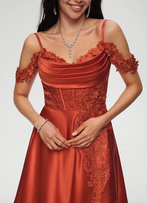 Robe De Bal Satinée Cuivrée - gallery 4