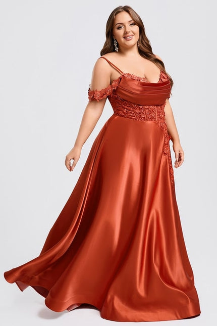 Robe De Bal Satinée Cuivrée - gallery 8