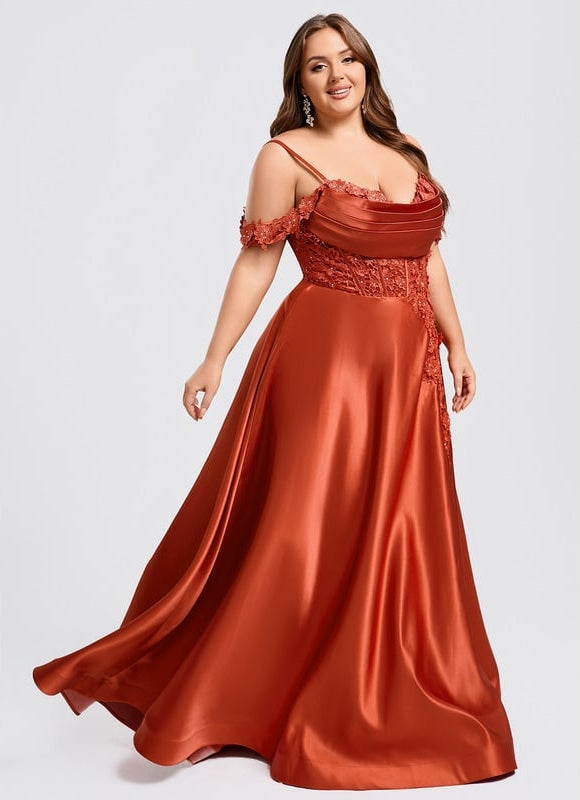 Robe De Bal Satinée Cuivrée - gallery 8