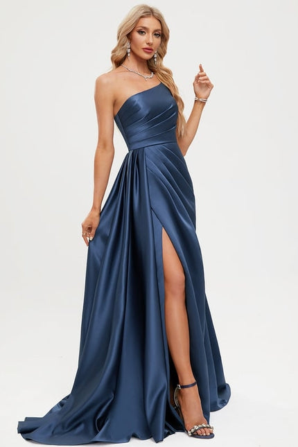 Robe De Bal Satinée Une-Épaule - gallery 4