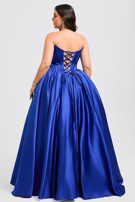 Robe De Bal Bleue Satinée - gallery 7