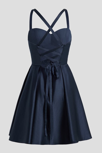 Robe De Bal Satin Bleu Nuit - gallery 9