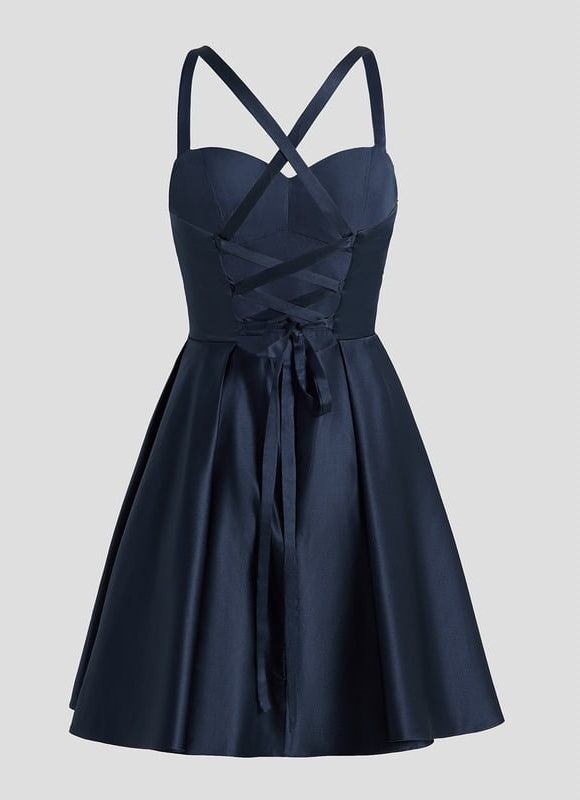 Robe De Bal Satin Bleu Nuit - gallery 9