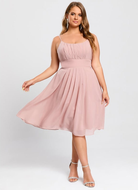 Robe De Bal Mousseline Rose Pâle - gallery 8