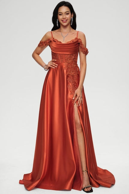 Robe De Bal Satinée Cuivrée