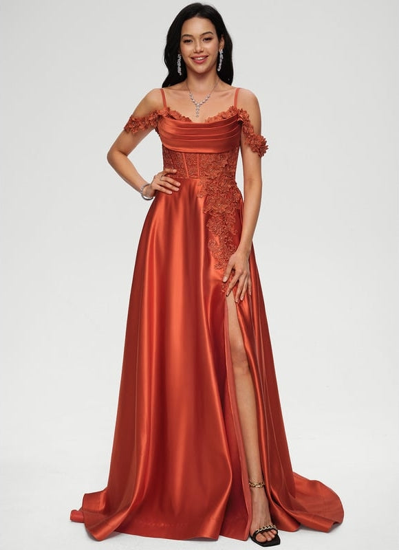 Robe De Bal Satinée Cuivrée