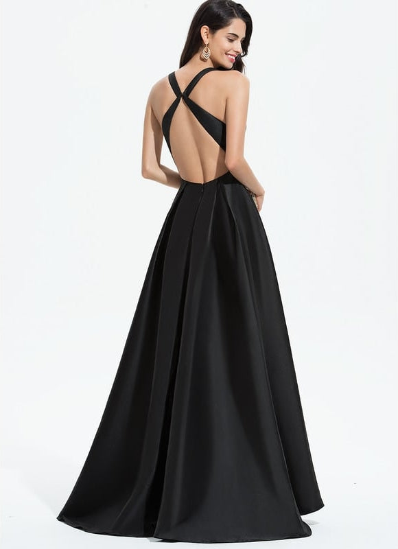 Robe De Bal Asymétrique Satinée - gallery 4