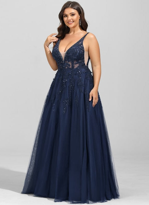 Robe De Bal Étoilée Marine - gallery 7
