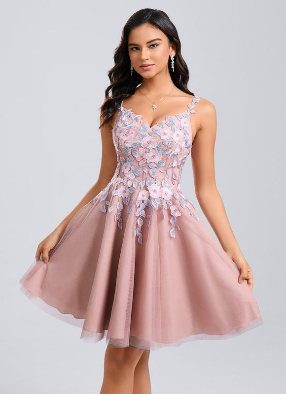 Robe De Bal Courte Tulle Brodée - gallery 1