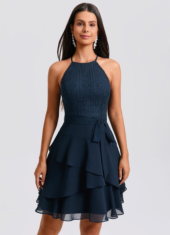 Robe De Bal À Volants Marine - gallery 3