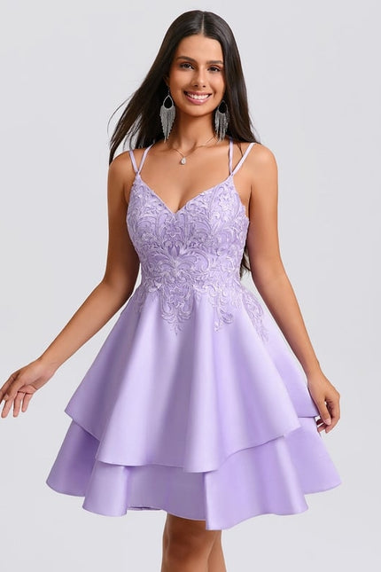 Robe De Bal Lilas À Appliques - gallery 2