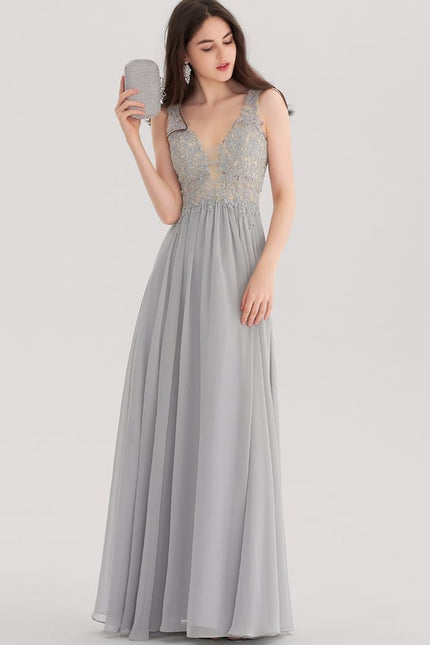 Robe De Bal Gris Lumineux - gallery 1