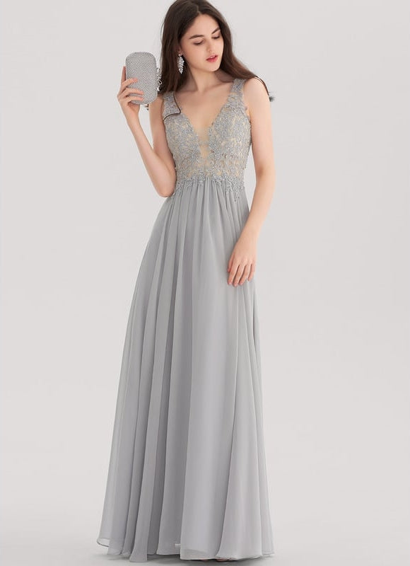 Robe De Bal Gris Lumineux - gallery 1